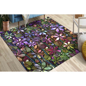 Tapis de salon floral : Tapis coloré imprimé en 3D antidérapant, tapis fin non tissé - Product Image 1