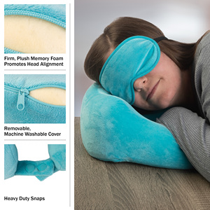 Home-Complete 1.65-lb 11-inch <b>Travel</b> <b>Neck</b> <b>Pillow</b> Set with Fleece Blanket and Eye Mask Not Latex - Product Image 4