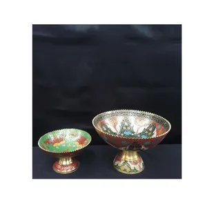 Многоцветная расписанная вручную латунная Цветочная или индивидуальная гравировальная чаша для шоколада или фруктов, столовая посуда