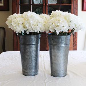 Galvanized Metal <b>Vase</b> Rustic Farmhouse <b>Tall</b> Galvanized Metal Flower <b>Vase</b> for Wedding, Table, Home Decor - Product Image 2