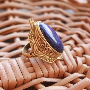 Men's <b>Lapis</b> <b>Lazuli</b> Signet <b>Ring</b> 18K Gold & Silver Fine Jewelry With Gemstones for Gifts - Product Image 3