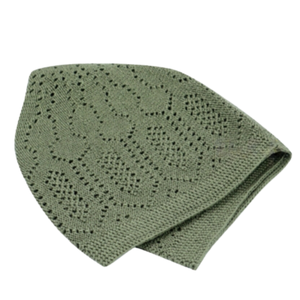 หมวกคลุมผมสำหรับละหมาดแบบอิสลาม สีเขียวมะกอก รุ่นใหม่ สำหรับทั้งชายและหญิง  แบบถัก  ยืดได้  100% ผ้าพื้นเมือง - Product Image 4