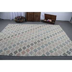 Alfombra Turca Vintage de 7.2x9.7 pies, Alfombra Azul con Diseño Floral - Product Image 3