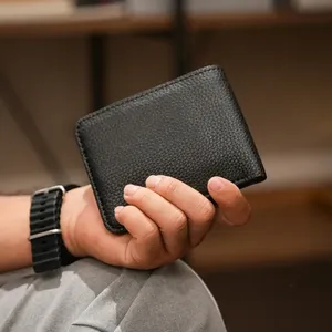 Cartera de cuero para hombre con bloqueo RFID, carteras plegables con tarjetas de crédito y ventana de identificación, cartera para hombre, monedero para hombre - Product Image 2