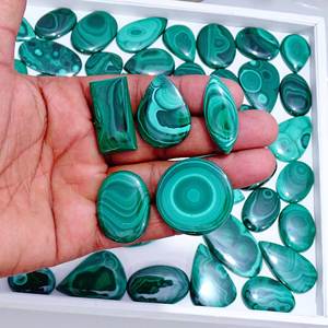 Malachite naturelle, pierre précieuse en vrac, magnifiques cabochons de malachite, cabochons de malachite en vrac, fabrication de bijoux - Product Image 1