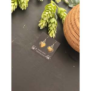 Pendientes Colgantes Hechos a Mano por Navajo con Ágata BB y Corazón de Plata Esterlina para Regalo - Product Image 3