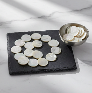 แผ่นเปลือกหอยมุกธรรมชาติทรงกลมแบน สำหรับโรงงานผลิตเครื่องประดับ ขายส่ง ส่งออก สำหรับผู้ซื้อ - Product Image 3