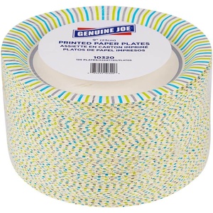 Genuine Joe 9 Inch Printed Paper <b>Plates</b> Assorted <b>Disposable</b> 125/Pack 4 Packs/Carton 500 <b>Plates</b> - Product Image 5