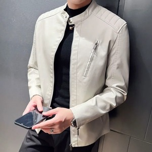 Vestes à fermeture éclair pour hommes de qualité supérieure, vente en gros, col élégant, veste en cuir PU tendance pour hommes, fabricant de vestes pour hommes sur mesure - Product Image 3