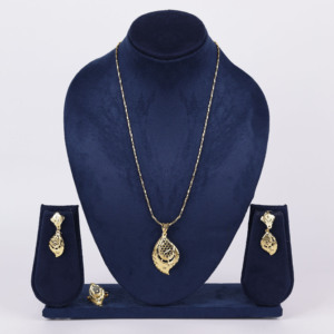 ชุดจี้ทองเหลืองพรีเมี่ยมสร้อยคอเพชรชุบทองหรูหราพิเศษสำหรับงานแต่งงานแฟชั่น chapado En Oro laminado - Product Image 2