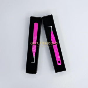 Pince à épiler professionnelle pour extensions de cils Getup Brosons Impex en acier inoxydable, à 90 degrés, rose vif, avec revêtement en poudre - Product Image 4