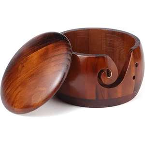 Bol en fil de bois de nouvelle conception d'approvisionnement en vrac avec couvercle supérieur pour une utilisation en tricot disponible au prix de gros auprès de l'exportateur indien - Product Image 3