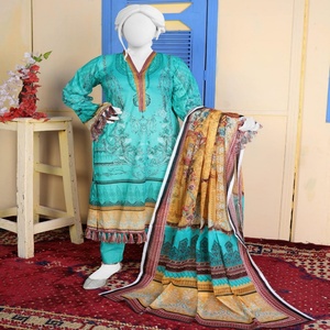 Collection d'été pour femmes Aisha Noor, ensemble pakistanais en coton et lin à coupe ample, 3 pièces, imprimé numérique, Salwar volumineux - Product Image 5
