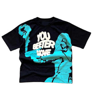 Logotipo personalizado Streetwear cuello redondo de alta calidad 100% algodón Slim Fit camiseta en blanco Puff estampado camisetas hombres - Product Image 1