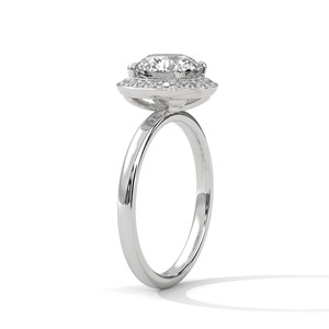 2.0ct Round Brilliant Cut CZ Halo <b>Solitaire</b> <b>Ring</b> 925 Sterling <b>Silver</b> Engagement Band - Product Image 4