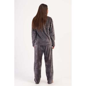 KADIN J.ULTRASOFT V YAKA UZUN KOL CEPLI PIJAMA TAKIM - สีเทา - สีเทา - Product Image 3