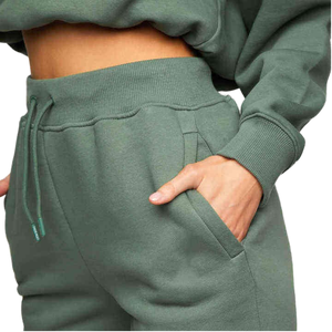 ชุดวอร์มผู้หญิงสำหรับฤดูหนาว ผ้าโพลีเอสเตอร์/คอตตอน ทรงขาบาน แต่งลายปักแบบดิสเทรส ล้างสีแบบแอซิดวอช พร้อมฮู้ด - Product Image 3