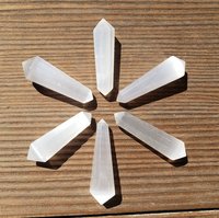 맞춤형 미니 셀레나이트 막대 포인트 4-5cm 양단 연마 힐링 크리스탈 레이키 그리드 차크라 준보석 풍수