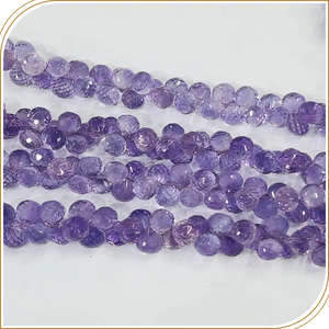 Cuentas de gotas de cebolla Briolette facetadas de piedras preciosas de amatista Rosa Natural de alta calidad AAA, tamaño de 8 pulgadas, 5-6mm, Alif International CCGTC - Product Image 5