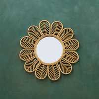 Miroir en rotin écologique, miroir mural rond en bambou et tissé, design Boho Sunburst pour salle de bain et chambre à coucher