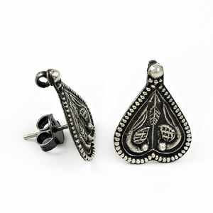 Boucles d'oreilles à tige aspect antique 925 argent Sterling oxydé indien Artisan bijoux artisanaux prix de gros fabricant fournisseur - Product Image 1