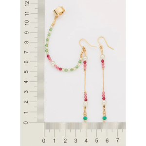 Pendientes de oreja chapados en oro amarillo de 18 quilates a la moda con perlas de cadena y cristales para joyería de moda de fiesta para mujer - Product Image 3