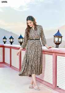 Nueva colección de verano de diseñador de Fabzone India Anarkali Long Kurti para mujer en tela de rayón - Product Image 2