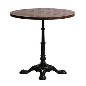 Table à manger ronde sur piédestal au design classique, plateau en bois et base en fer robuste, mobilier de café industriel à prix avantageux - Product Image 4