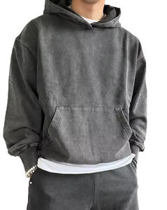 Sudaderas con capucha lavadas con ácido de Hip Hop para hombre, sudaderas con logotipo personalizado 100% OEM, sudaderas de algodón de rizo francés, ropa de calle Unisex de gran tamaño - Product Image 1