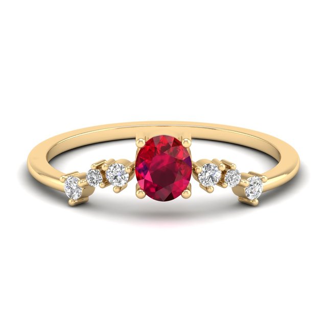 REYES Minimalist Oval Cut 0.35 Carat Ruby Gemstone Wedding Promise Ring For Women GRA Certified 925 Sterling Silver Fine Jewelry