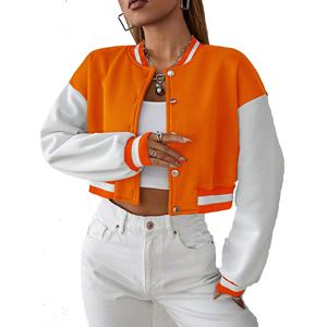 Latest Fashion Hot Sale Custom Women Winter Standard Thickness Plain Dyed Waterproof Baseball Varsity Jacket Cotton Knitted - Product Image 2