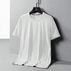 Vente en gros T-shirt formel en jersey de coton bleu marine surdimensionné pour hommes 260g meilleure qualité à manches courtes solide anti-rétrécissement - Product Image 6
