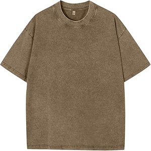 OEM y ODM Hombres Lavado ácido Impresión Vintage Street Wear Camisetas de gran tamaño Tela de punto Diseño en blanco Lavado ácido Color Camiseta - Product Image 5