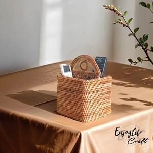 Panier de rangement de bureau en rotin, paniers de rangement faits à la main, rotin naturel, moderne, multifonction, fabriqué au Vietnam - Product Image 3