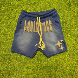 Transferencia de calor Impreso Cordón Sólido Estambre Cintura alta Bolsillos Jogger Jogging Shorts Gym Wear Antiarrugas Hasta la rodilla Hombres - Product Image 3