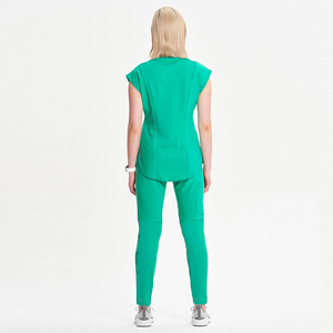 Ensembles de gommage à col rond de couleur unie pour hommes femmes unisexe adultes évacuation de l'humidité et anti-rétrécissement costume uniforme d'hôpital 2 pièces - Product Image 4