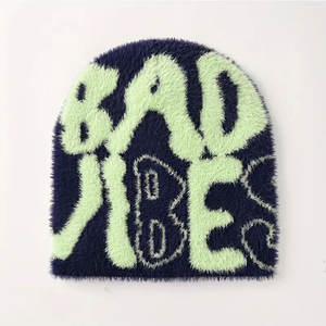 100% laine mérinos crâne bonnet tricoté à la main Jacquard Technique solide point fruits conception chaud hiver tenue décontracté pour hommes femmes - Product Image 4