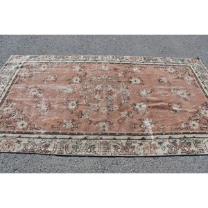 Classic Brown Beige 4.9 X 9.1ft Wool <b>Rug</b> Turkish Patchwork Design for Entryway Living Room <b>Bedroom</b> Latex Rectangular Hallway - Product Image 3