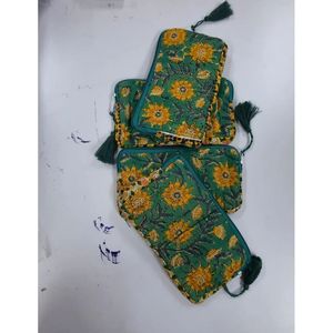 Handmade Ladies Coin Pouches and <b>Wallets</b> Quilted Fabric with Zippered Closure Floral Pattern Mini <b>Small</b> Sizes for Daily Use - Product Image 4