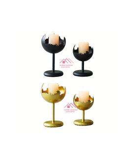 Bougeoir en métal de luxe de vente chaude Bougeoir en métal fini noir et or Bougeoir dans un design unique - Product Image 1