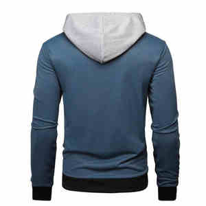 Sweat à capuche polaire uni personnalisé pour homme avec logo sur mesure, coupe classique de haute qualité, poignets de sport - Product Image 2