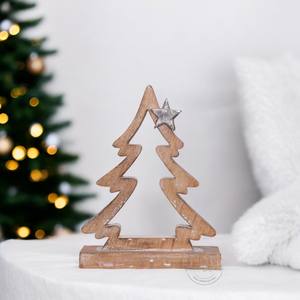 Ensemble de décoration de Noël en bois festif avec un renne en métal, un arbre et un bol, accent artisanal pour la décoration de table et de la maison - Product Image 3