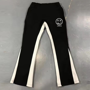 Pantalon de survêtement à rayures incurvées droit à l'acide en éponge française pour hommes, poids lourd, pantalon baggy en coton à double taille, vieilli - Product Image 4