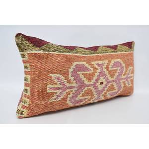 Traditional Style <b>Orange</b> Wool <b>Pillow</b> 12x24 Inches Geometric Vintage Pattern Woven Luxury for Living Room Sofa for Christmas - Product Image 3