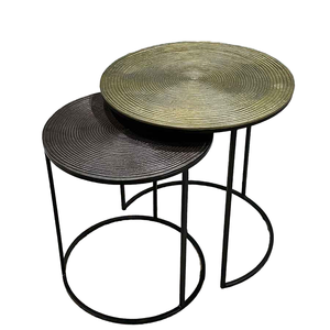 Table d'appoint en métal bon marché Lot de 2 pièces Round Top bonne qualité pour meubles de salon et de chambre à coucher - Product Image 1