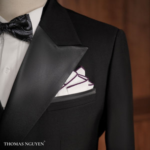 Un smoking pour homme sur mesure en deux pièces en noir Promise Ever comprenant une veste et un pantalon de la collection Lovey Dovey, Vietnam. - Product Image 2