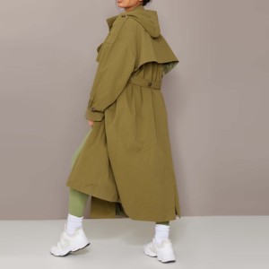Chaquetas cortavientos personalizadas de buena calidad, chaquetas de mezcla de cuero transpirables a prueba de viento, chaquetas informales de Invierno para mujer, gabardina larga para niñas - Product Image 3