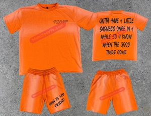 Trending Orange Custom Sweat Short con Sun Faded Wash Effect Chenille Bordado y etiquetas Etiquetas Precio bajo Jogging Shorts - Product Image 5