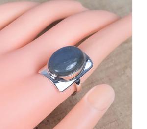 Bague de forme carrée en Labradorite naturelle Pierre de lune noire faite à la main en argent sterling 925 Cadeau de Noël - Product Image 1