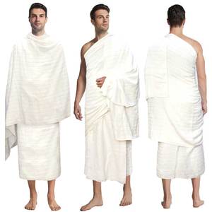 Serviette en coton pleine grandeur 2 pièces pour hommes Ihram pour le Hajj et la Omra Coton doux de qualité fine Ihram ou Ehraam pour hommes Hajj et la Omra Essentiel - Product Image 4